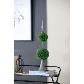D7x26.5" Artificial Two-Tiered Boxwood Sphere Topiary on Metal Spire