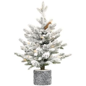 3ft PE/PVC Decorated Flocking Basin Pine Cone Xmas Tree Flocked Christmas Tree