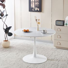 42.1"white COLOR TOP Tulip Table Mid-century Dining Table for 4-6 people With Round Mdf Table Top, Pedestal Dining Table