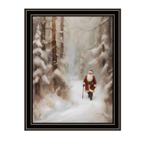 Trendy Decor 4U Santa's Winter Stroll Black Framed Wall Art for Living Room, Holiday Wall Art Print for Home Decor, Bedroom Wall Art by Jo Moulto