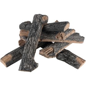VEVOR 8 Pcs Oak Logs, Gas Fireplace Ceramic Logs for Fire place, Heat-Resistant Wood Log Gas Realistic Logs, Stackable Wood Branches for Gas Fire