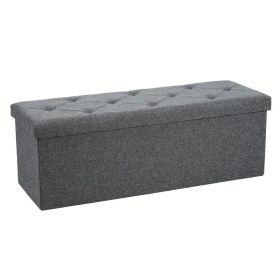 Foldable Storage Ottoman Bench with Thick Cushion, Multi-Functional Footrest and Storage Box for Bedroom, Living Room, Bed End