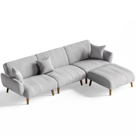 4 - Piece Upholstered Sectional (Option: Gray)
