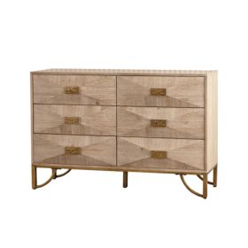 6 Drawers Dresser, Modern Dressers & Chests Of Drawers, TV Stand,Light Wood Dresser For Bedroom,Living Room,Hallway (Option: Natural Wood)