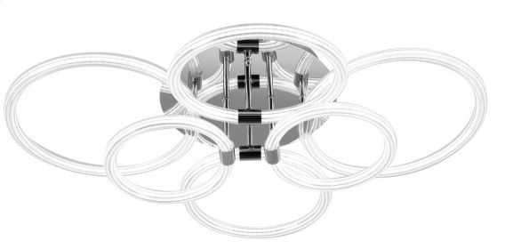 Modern LED Ceiling Light, Flush Mount Ceiling Light With Dimmable Remote Control, 6Rings Acrylic Ceiling Light Fixture For Bedroom, Living Room, (Option: Chrome Plateing)
