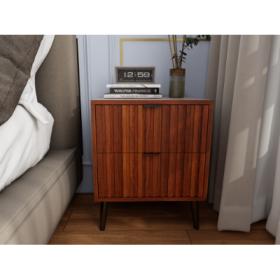 Wooden Nightstand With 2 Drawers (Color: Coffee)