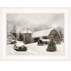 Trendy Decor 4U "Farmhouse Christmas" Framed Wall Art, Modern Home Decor Framed Print for Living Room (Color: as Pic)