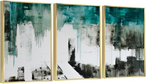 Framed Canvas Wall ArtOil Paintings Impressionism Aesthetic Prints Canvas Paintings for Living Room Bedroom Office Home; 3 Panels (GOLD: 16*24)