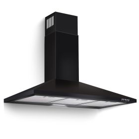 Range Hood 36 inch Wall Mount Range Hood 450 CFM in Stainless Steel With Ducted/Ductless Convertible Stove Vent Hood with Aluminum Filters (Color: Black)